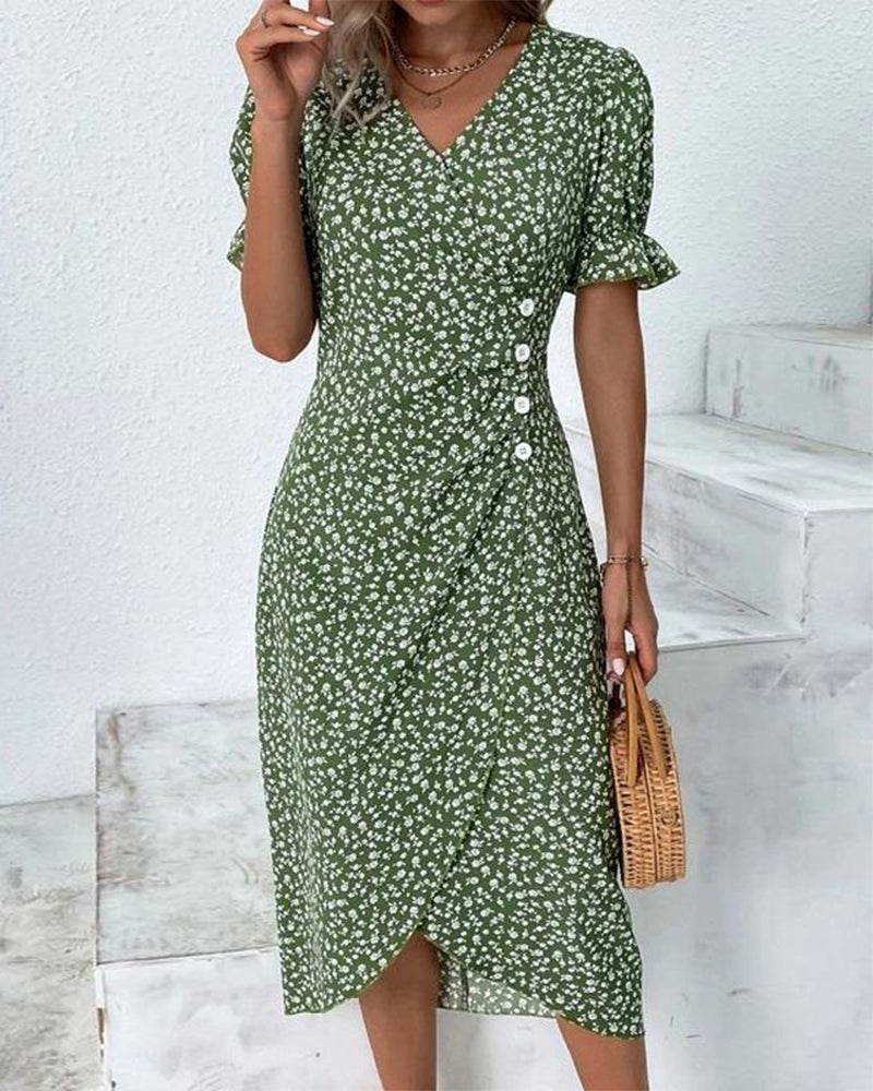 Lotte | Women's V-Neck Flower Summer Dress-1