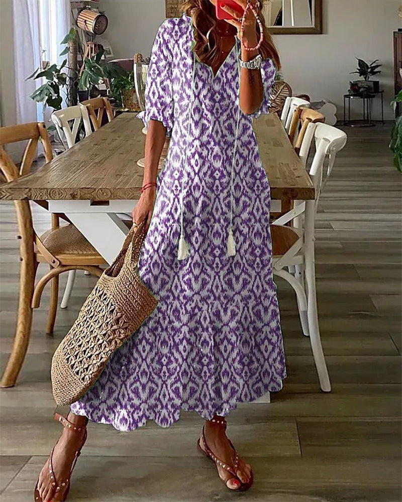 Variant image for Women's Maxi Dress V-Neck Printed Polyester Plus Size-13
