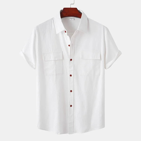 Men's Shirt Linen Blend Short Sleeve Casual-1