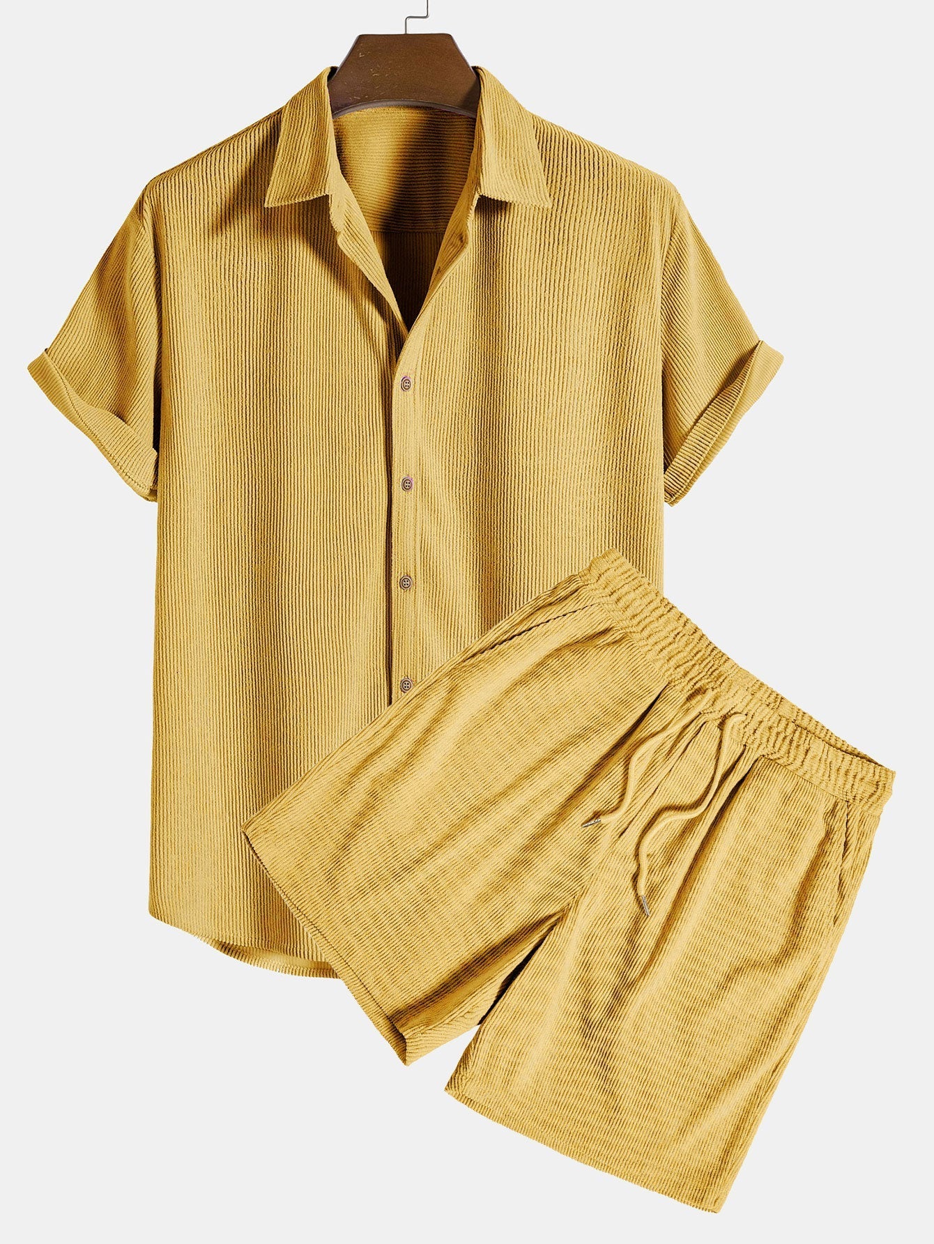 Variant image for Male | Corduroy Short Sleeve Shirt and Shorts Set-26