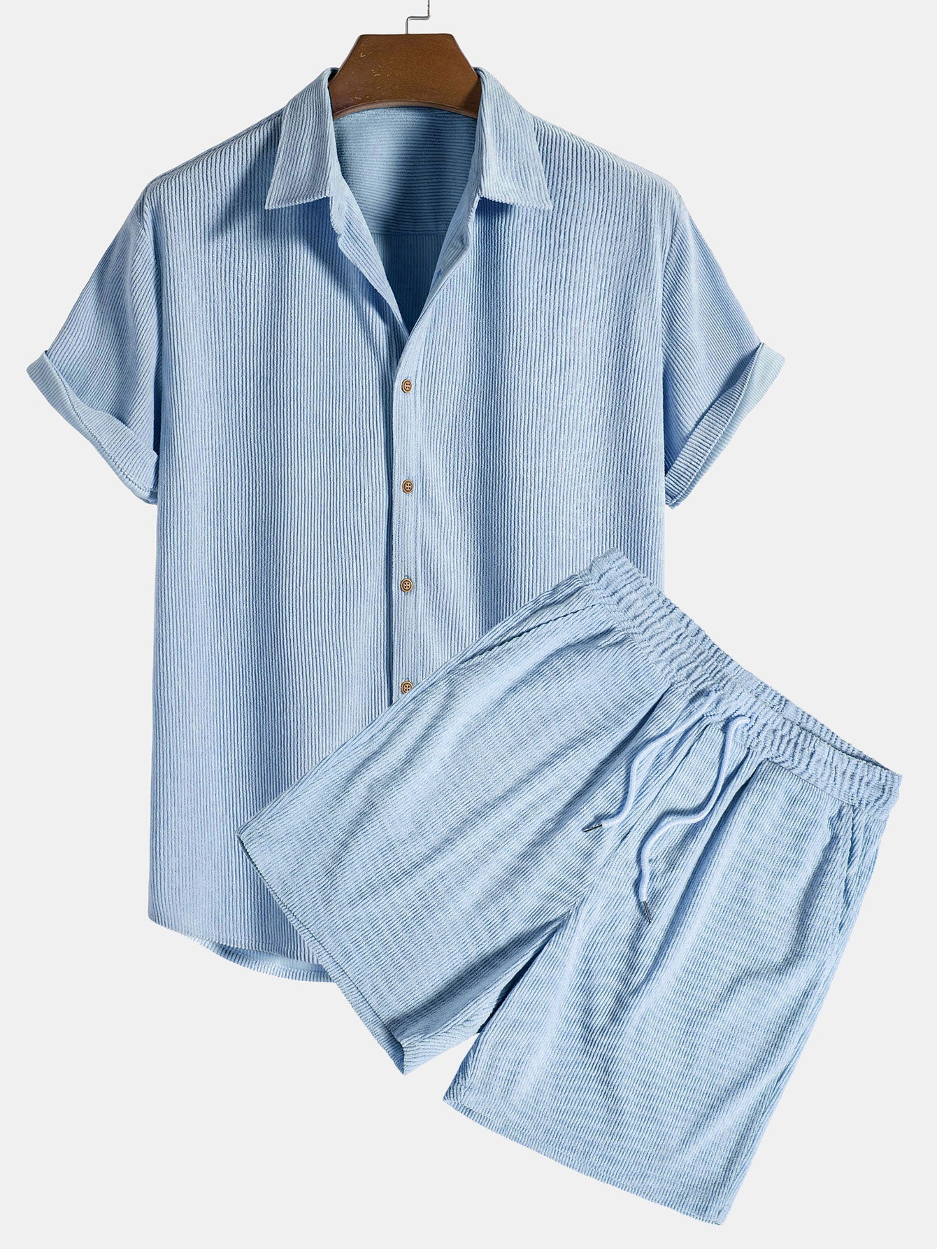 Variant image for Male | Corduroy Short Sleeve Shirt and Shorts Set-16