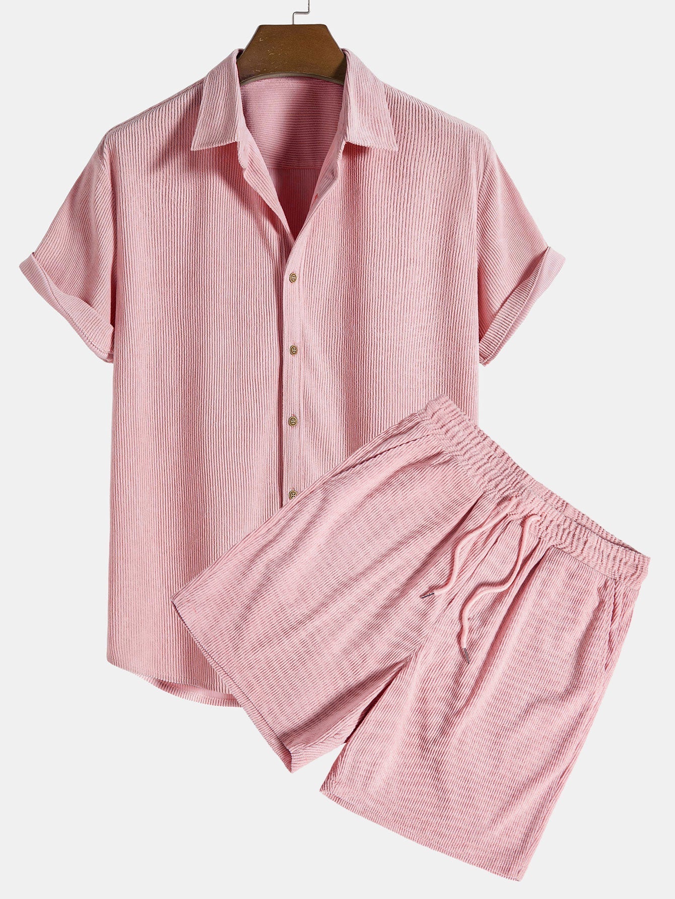 Variant image for Male | Corduroy Short Sleeve Shirt and Shorts Set-21