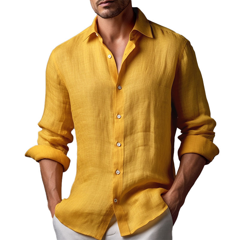 Variant image for Men's Linen Shirt Slim Fit Long Sleeve-7