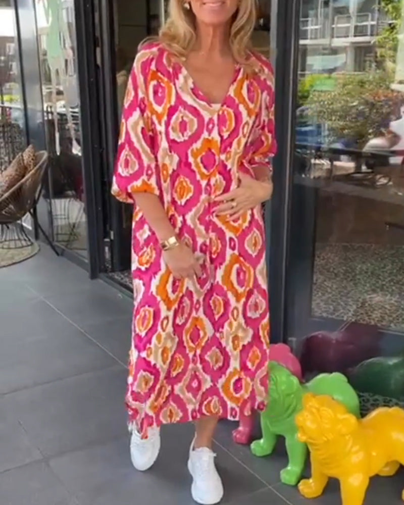 Nienke | Women's Summer Midi Dress with Print-3