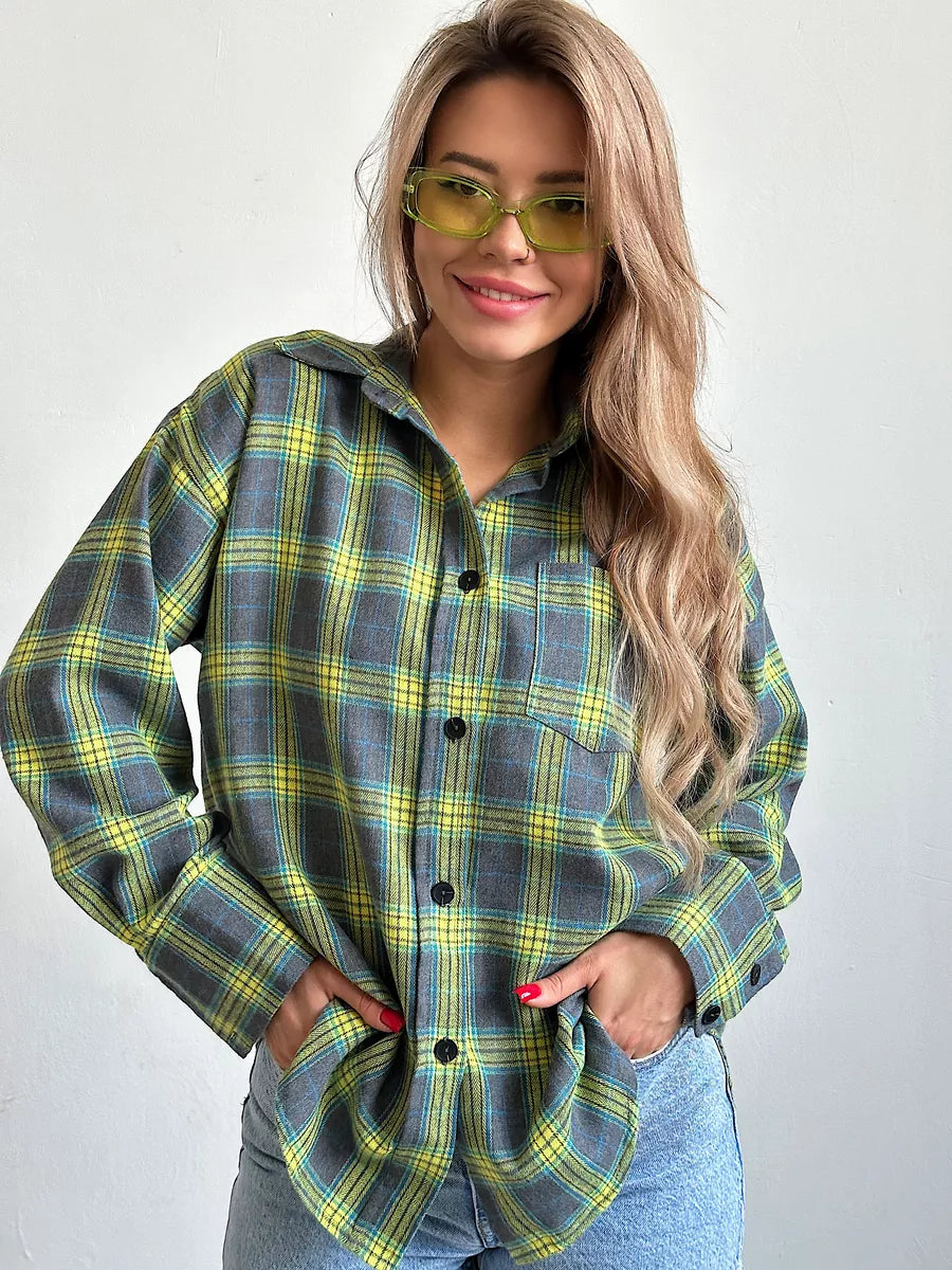 Carrie | Women's Flannel Shirt Checkered Cotton-1