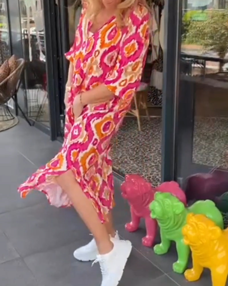 Nienke | Women's Summer Midi Dress with Print-4