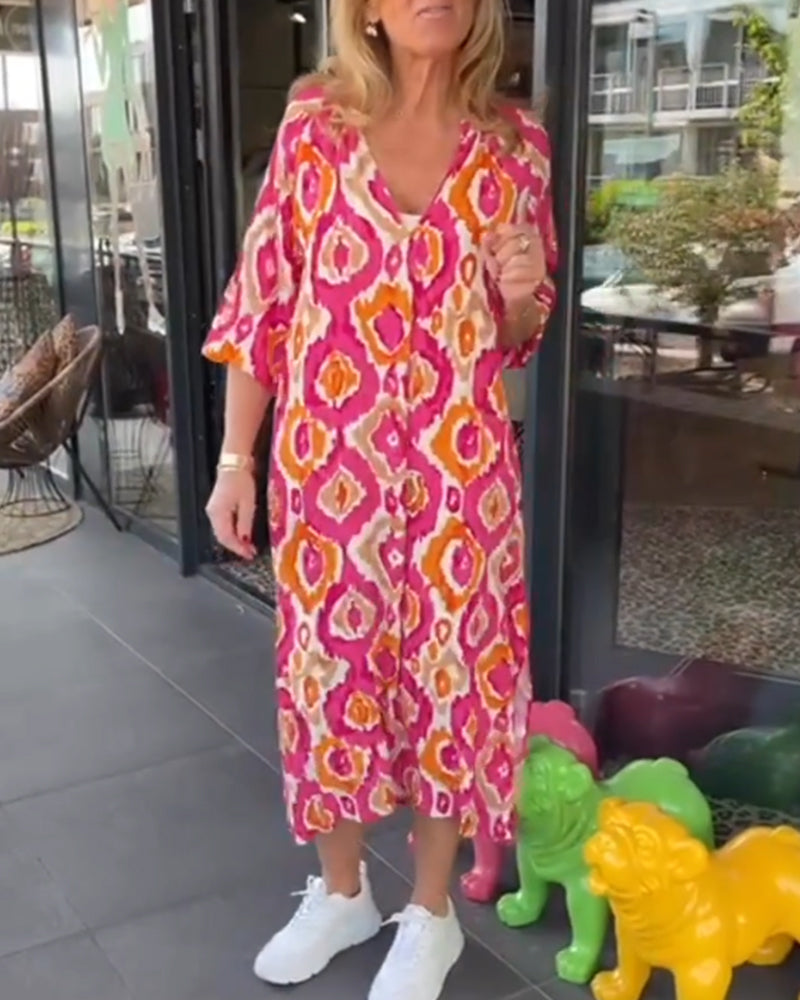 Nienke | Women's Summer Midi Dress with Print-5