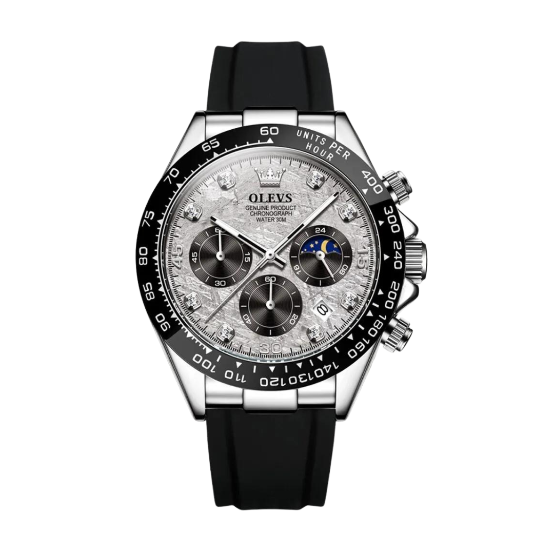 Men's Leather Chrono Watch-1