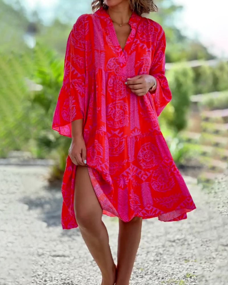 Women's Geometric Print Dress Polyester Plus Size-1