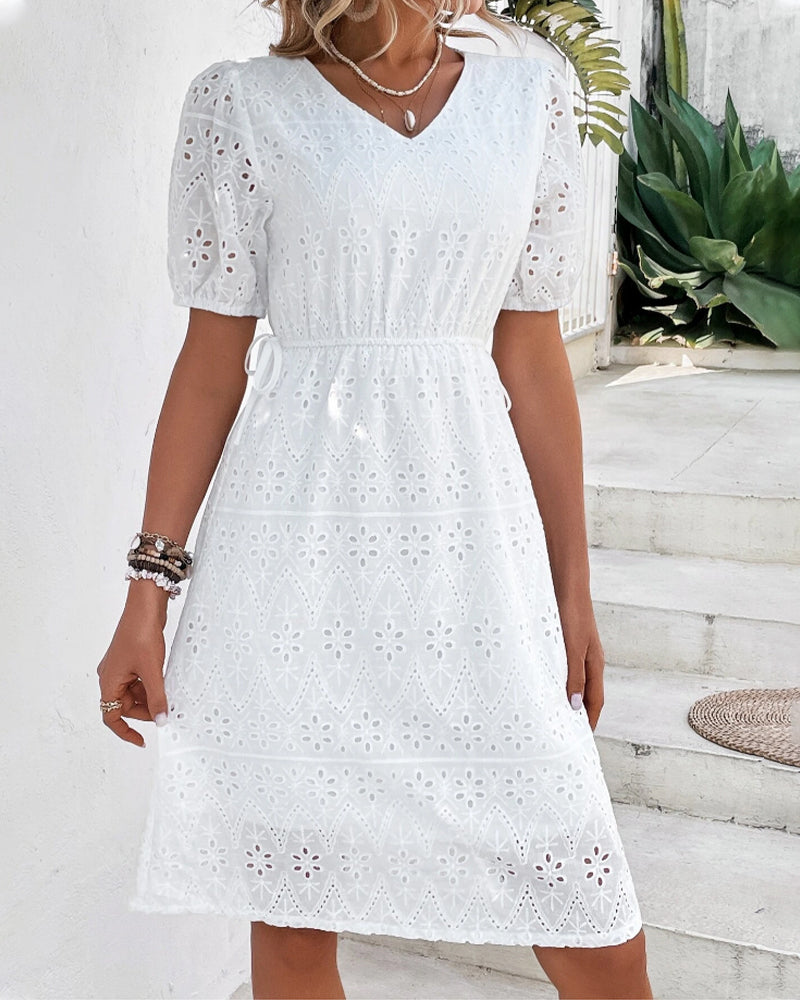 Nienke | Women's Short Sleeve Embroidered Dress-1