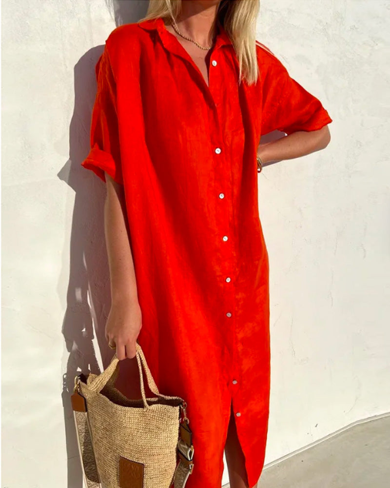 Nienke | Women's Casual Cotton Shirt Dress-1
