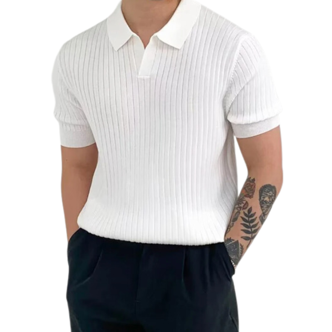 Men's Polo Shirt Ribbed Cotton-1
