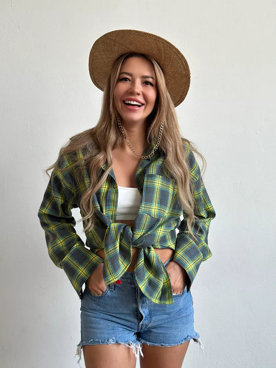 Carrie | Women's Flannel Shirt Checkered Cotton-2