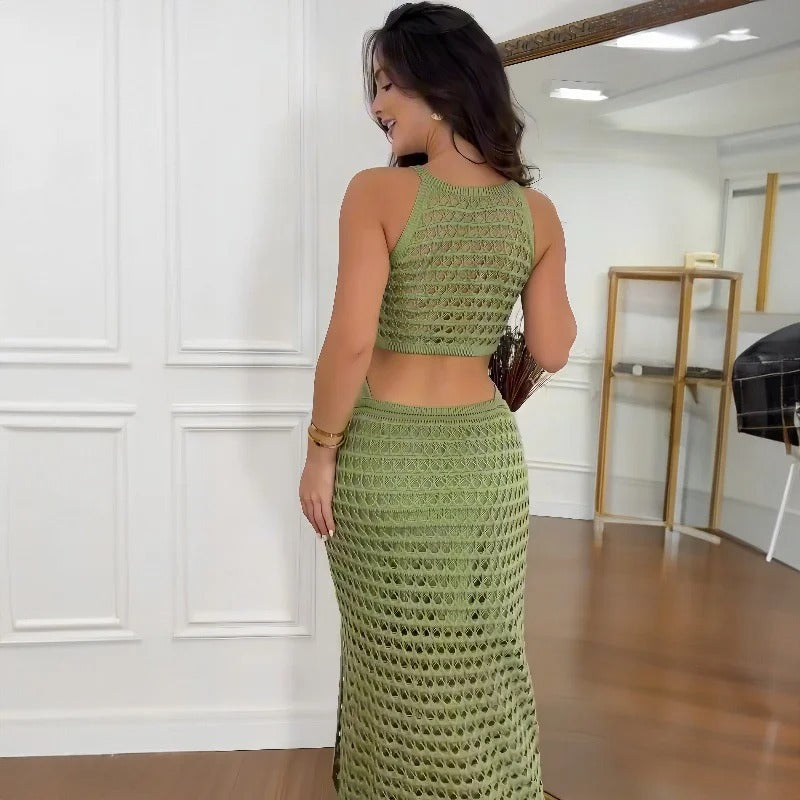 Women's Handmade Crochet Two-Piece Set-5
