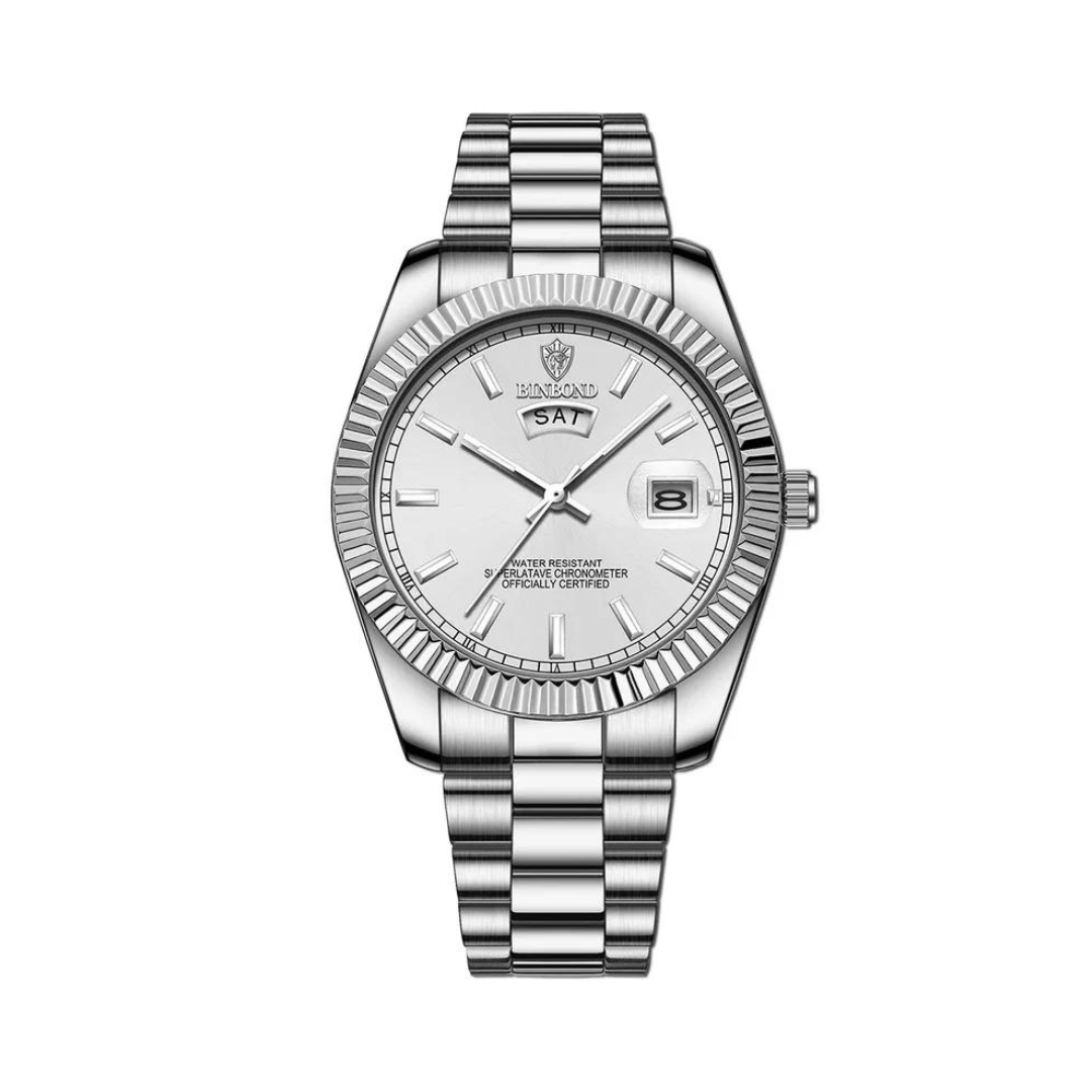 Men's Leather Watch Luxury Stainless Steel-1