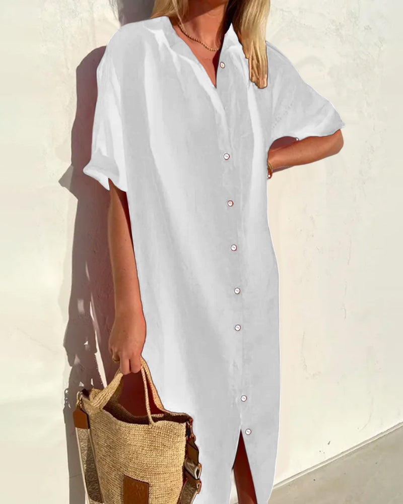 Nienke | Women's Casual Cotton Shirt Dress-6