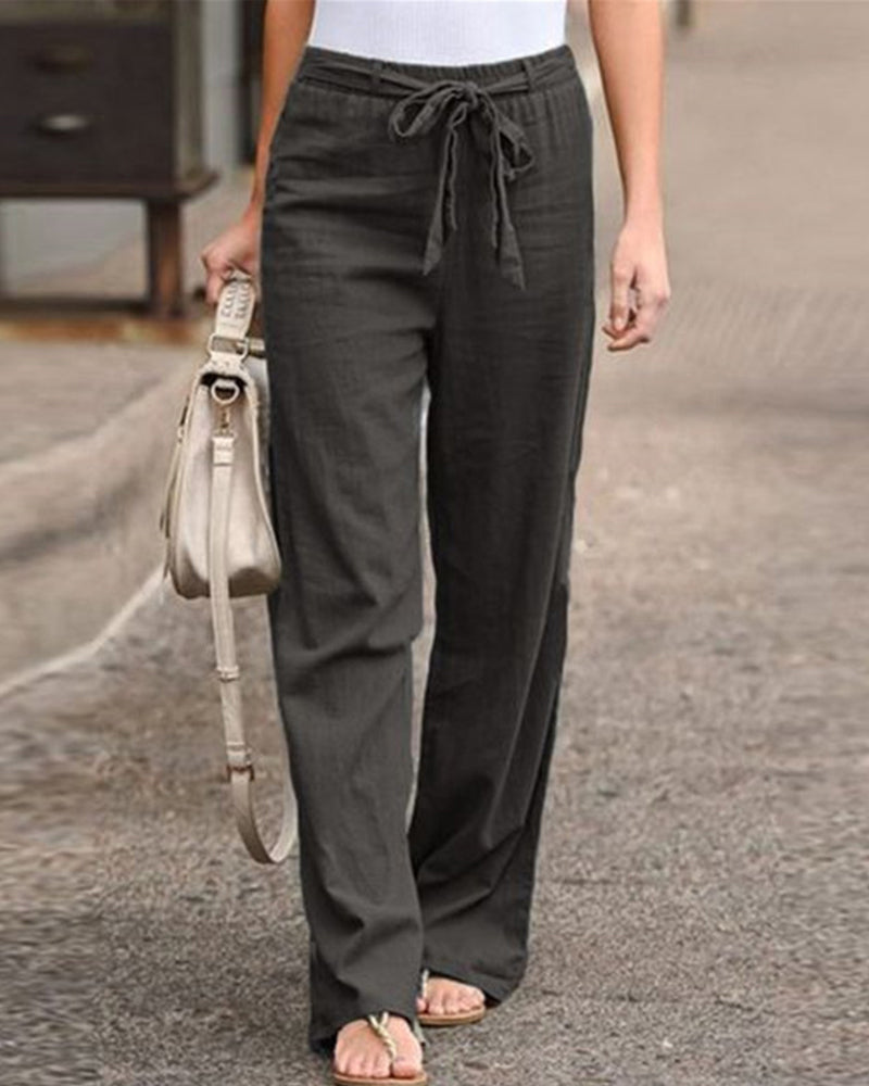Variant image for Women's Linen Pants Casual with Elastic Waistband-33
