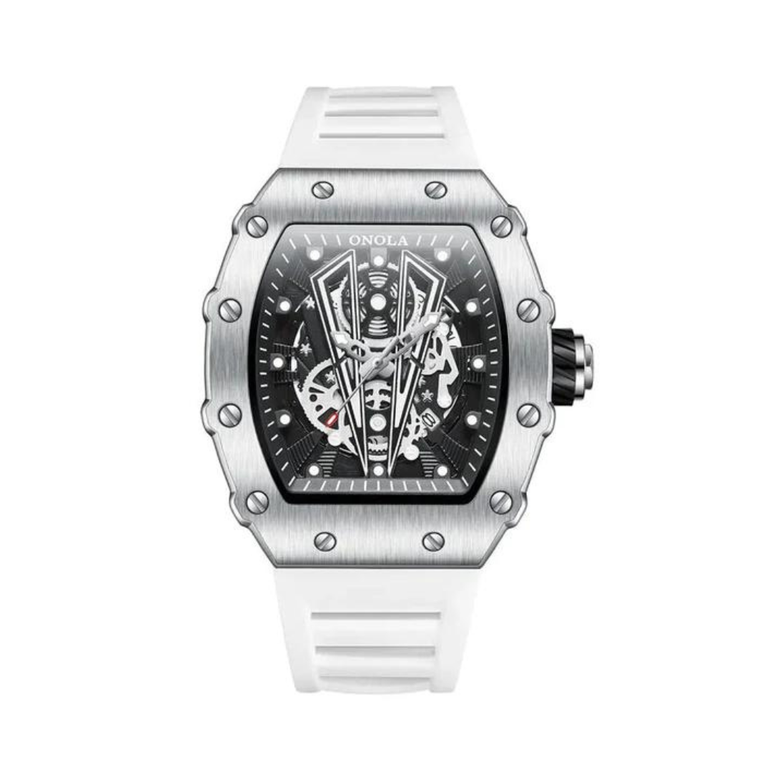 Men's Leather Watch Stainless Steel Case-4
