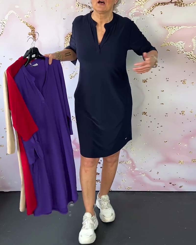 Women's Cotton V-Neck Summer Dress-6