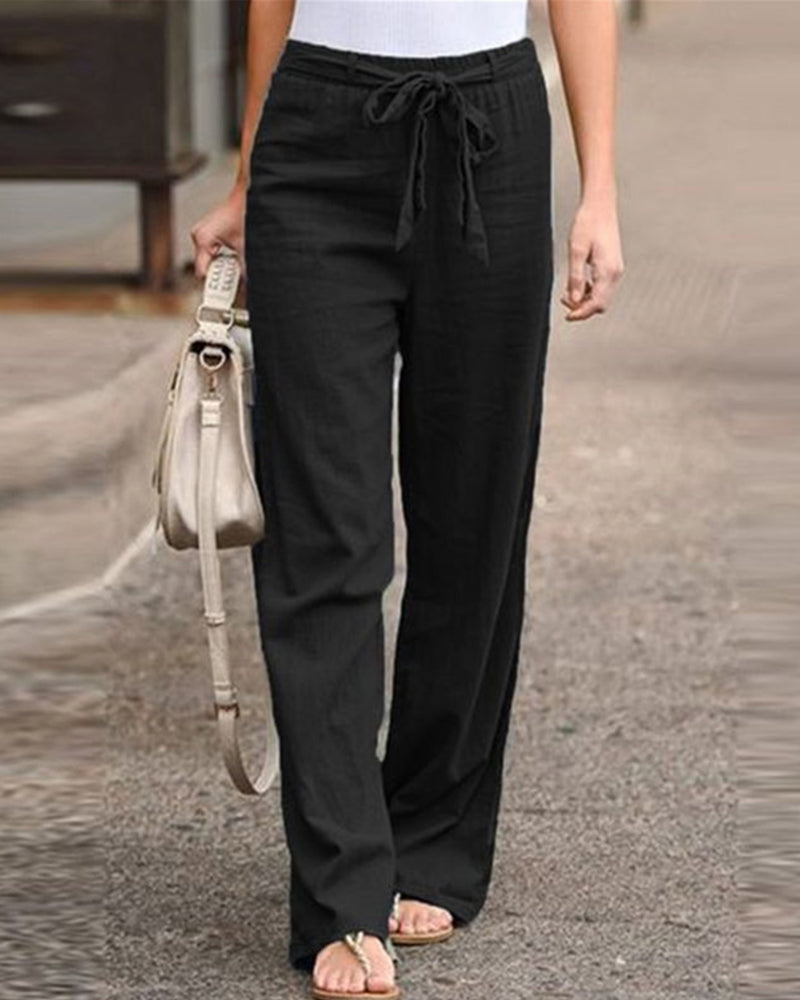 Women's Linen Pants Casual with Elastic Waistband-4