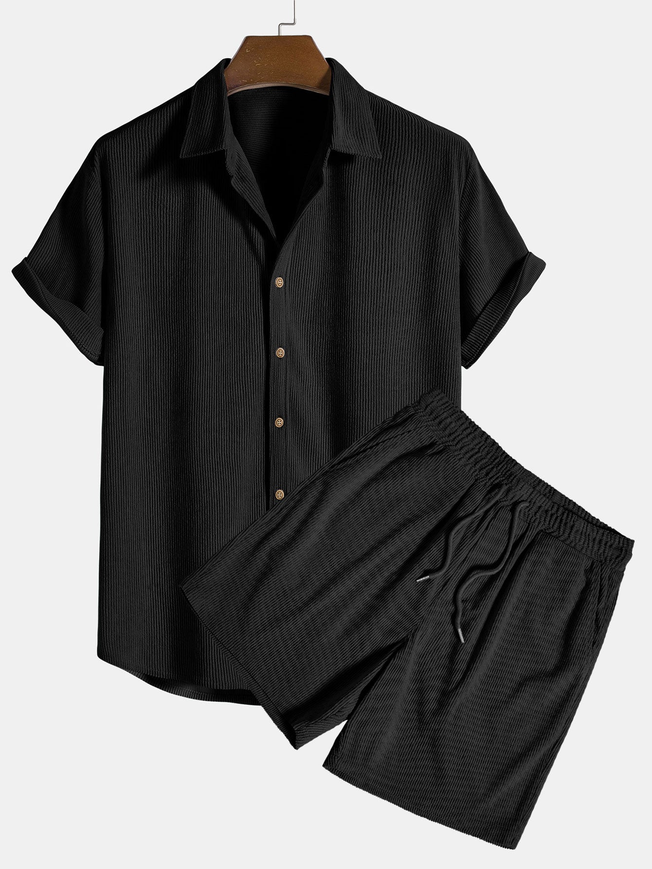 Variant image for Male | Corduroy Short Sleeve Shirt and Shorts Set-6