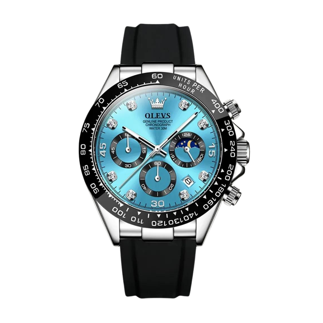 Men's Leather Chrono Watch-4