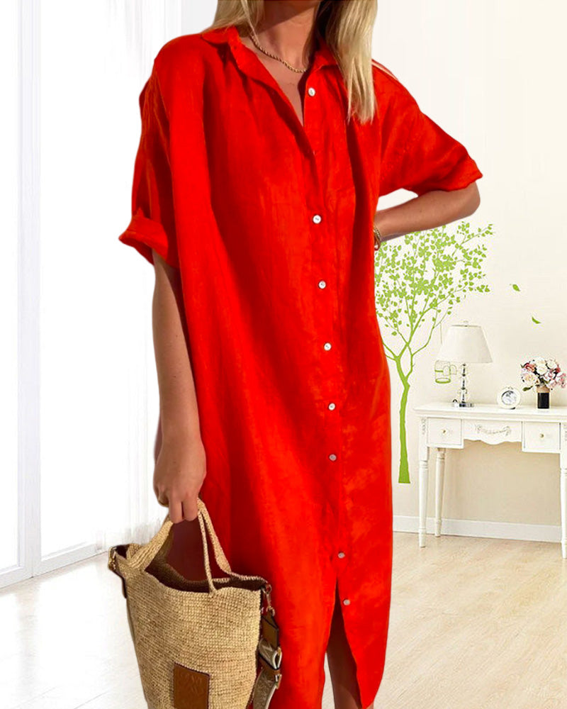Nienke | Women's Casual Cotton Shirt Dress-3