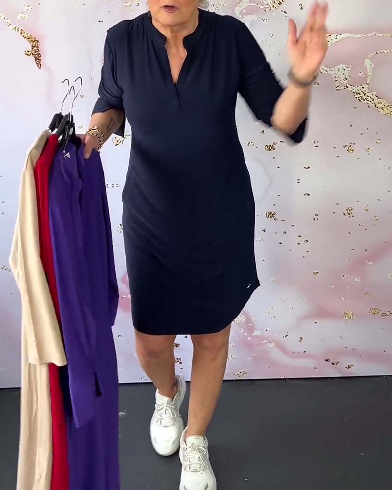 Women's Cotton V-Neck Summer Dress-5