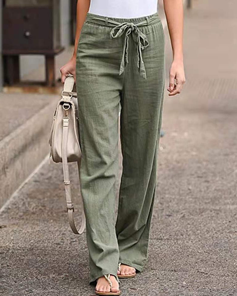 Variant image for Women's Linen Pants Casual with Elastic Waistband-41