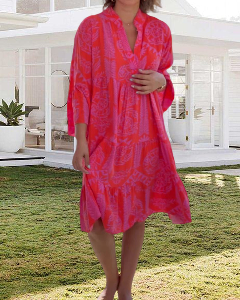 Women's Geometric Print Dress Polyester Plus Size-5
