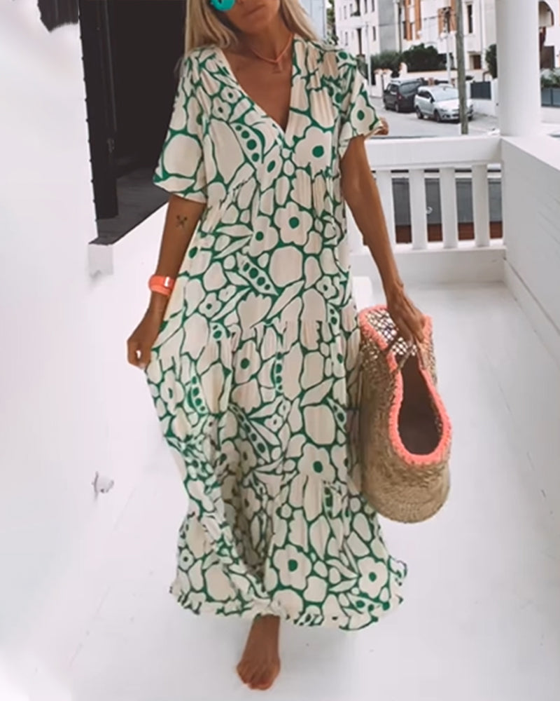 Nienke | Women's Printed Loose Midi Dress-5