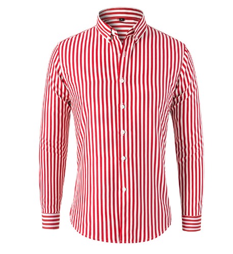 Men's Dress Shirt Striped Cotton-4