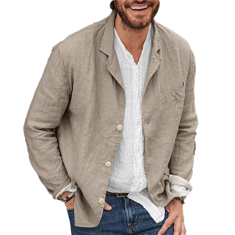 Men's Linen Blazer Jacket Casual Stylish-2