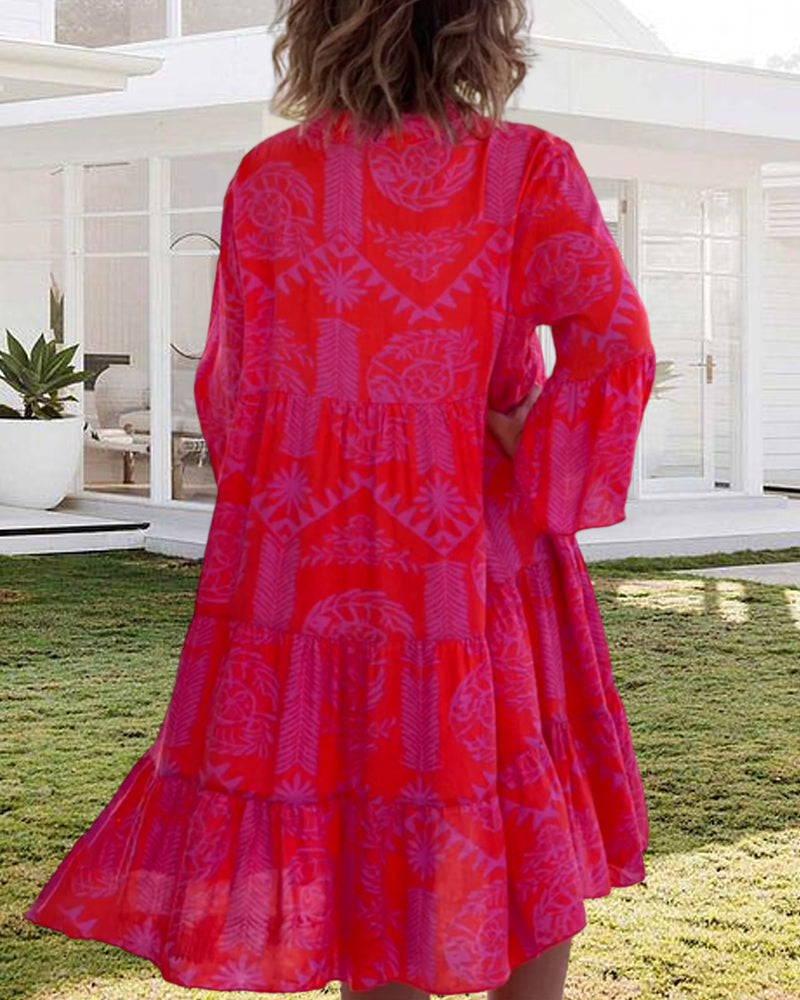 Women's Geometric Print Dress Polyester Plus Size-6