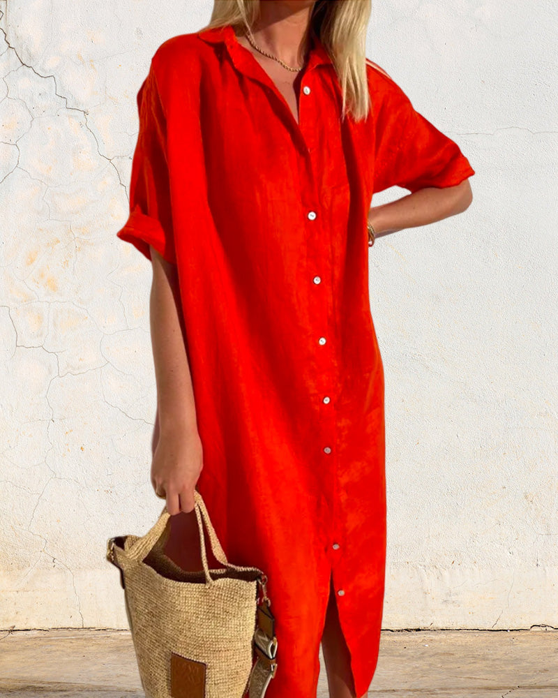 Nienke | Women's Casual Cotton Shirt Dress-2