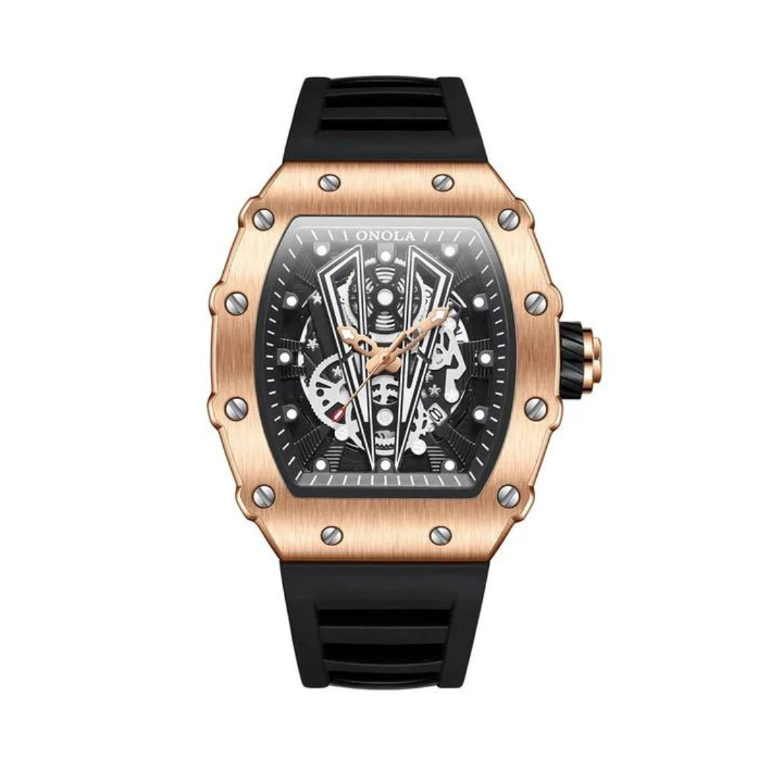 Men's Leather Watch Stainless Steel Case-6