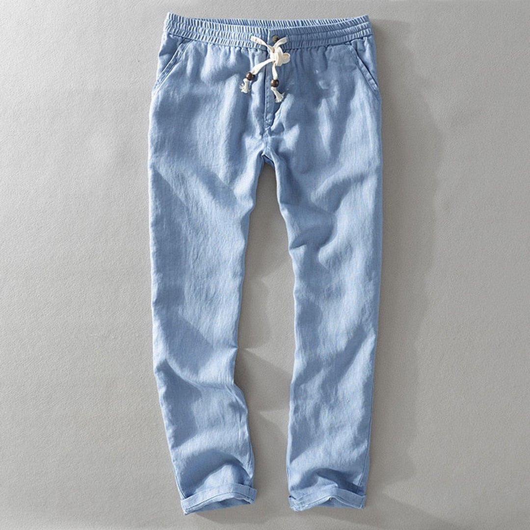Women's White Linen Pants Slim Fit-1