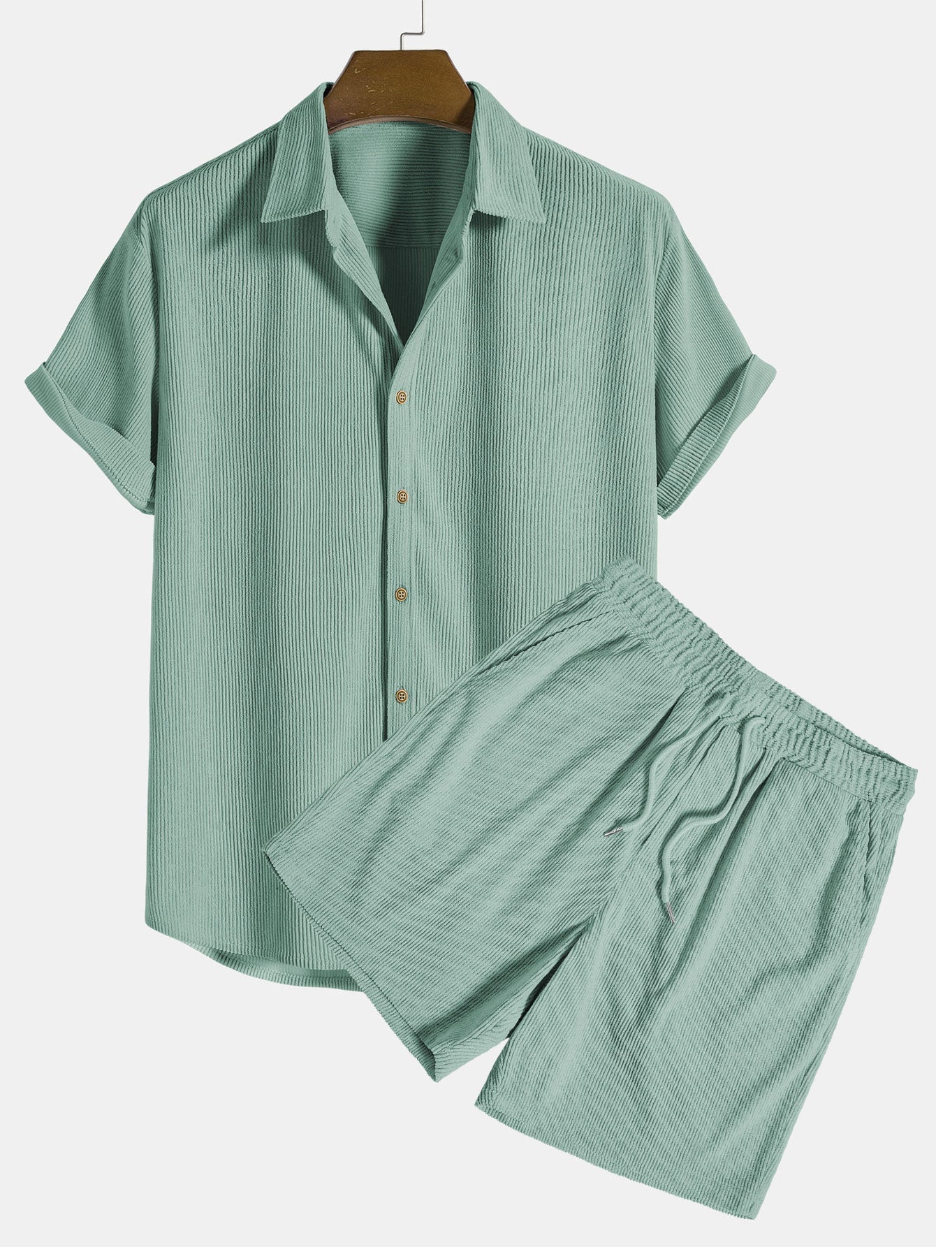 Variant image for Male | Corduroy Short Sleeve Shirt and Shorts Set-11