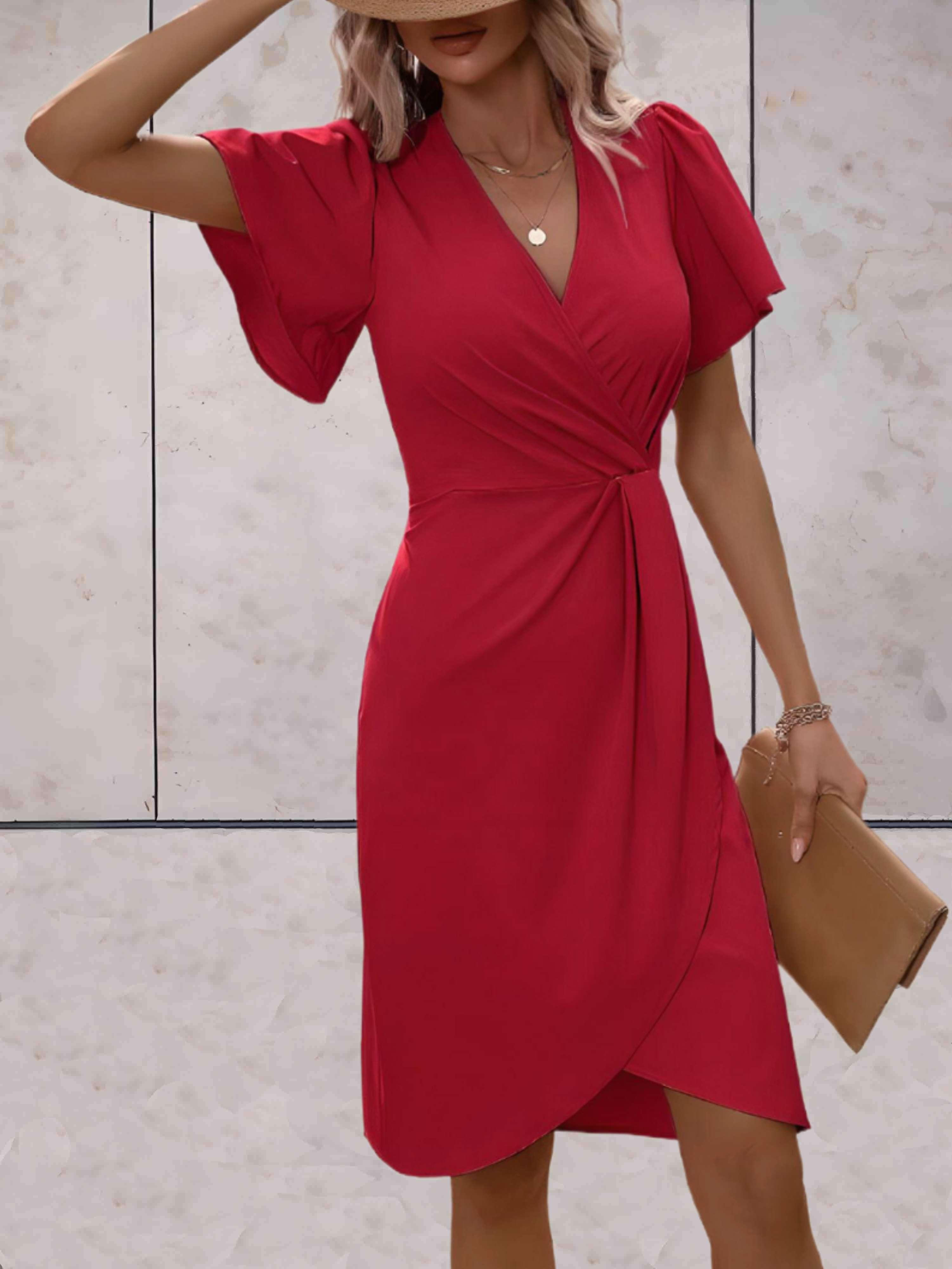 Bianca | Women's Classic V-Neck Wrap Dress-2