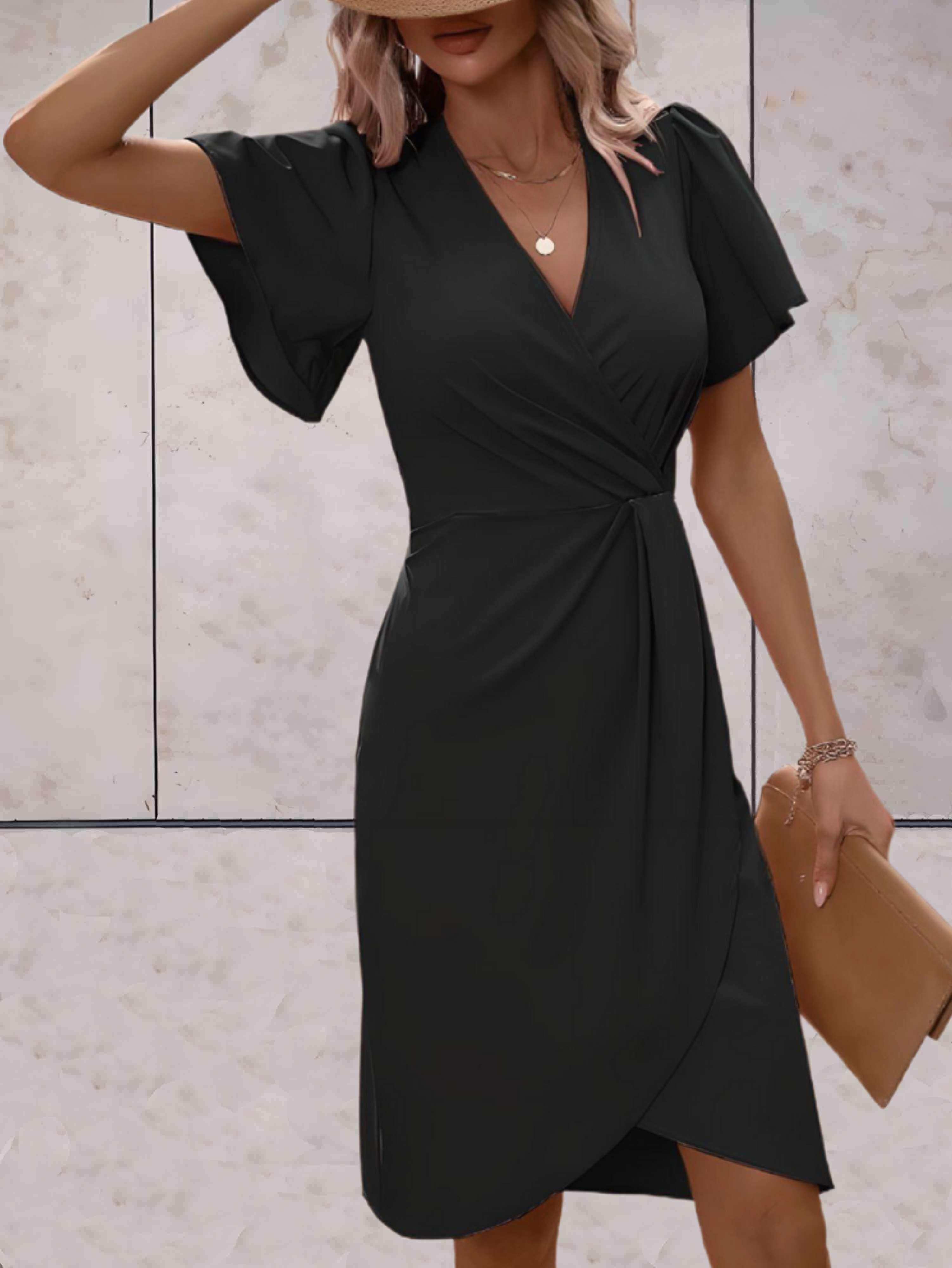 Bianca | Women's Classic V-Neck Wrap Dress-4