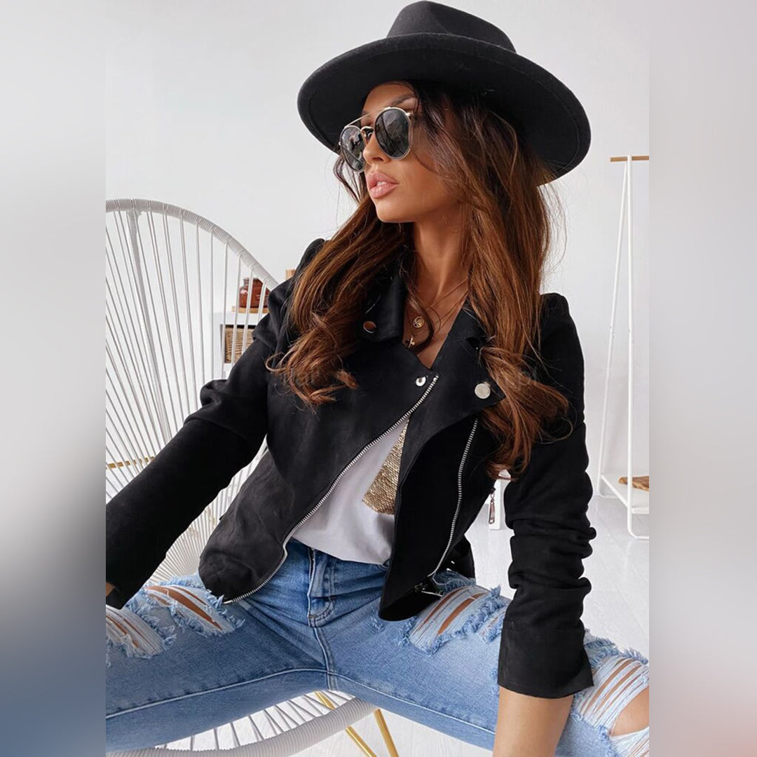 Women's Imitation Leather Jacket-5