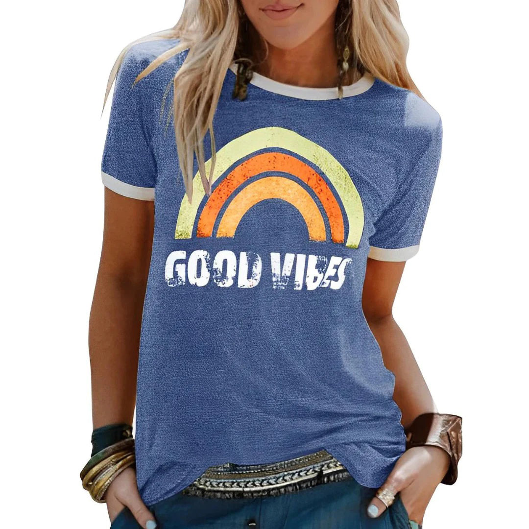 Women's Polyester Casual Shirt Rainbow Print-2