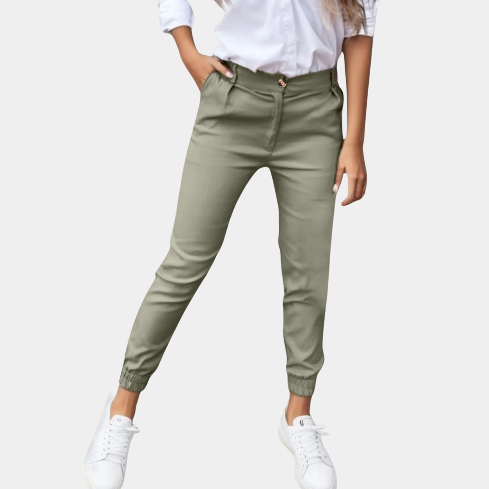Women's Stretch Fabric Casual Pants High Waist-2