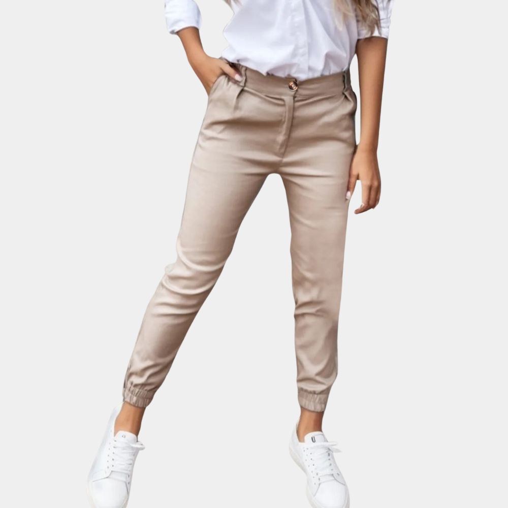 Women's Stretch Fabric Casual Pants High Waist-3
