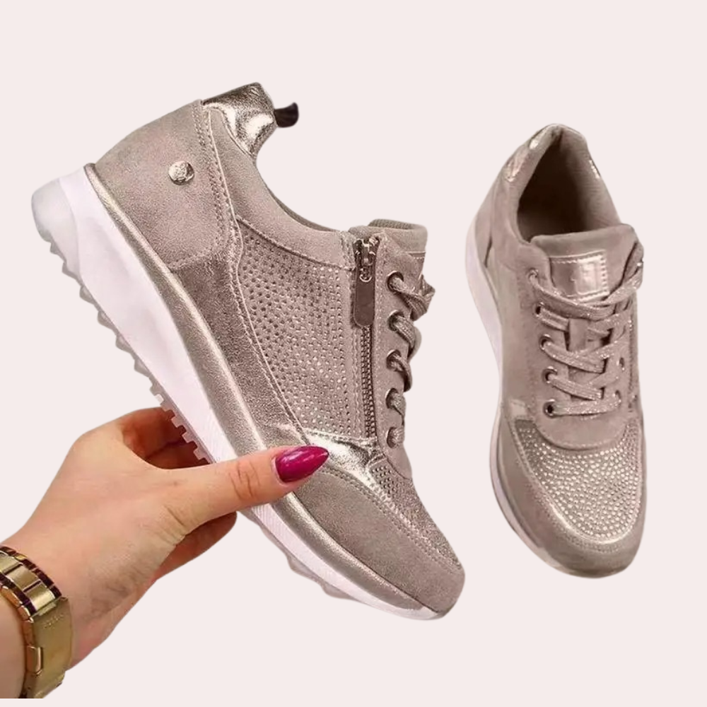 Women's PU Leather Sneakers with Zipper-1