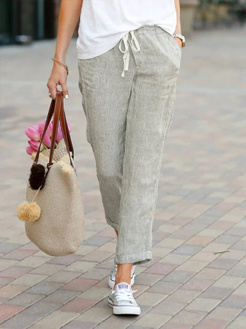 Women's Linen Wide Leg Trousers-1