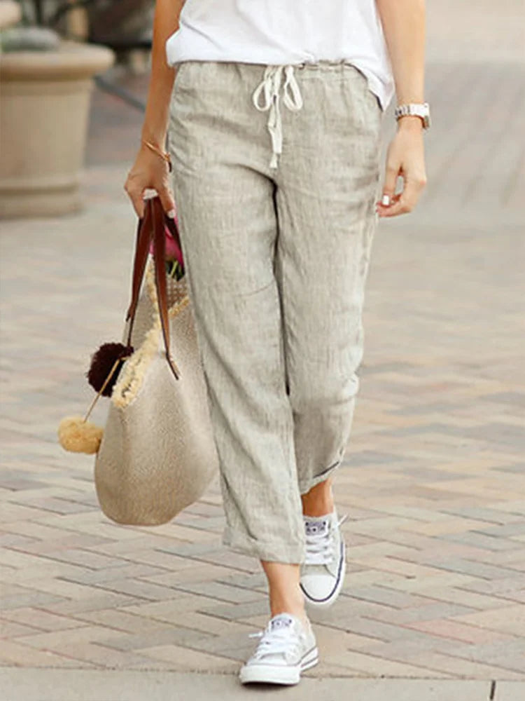 Women's Linen Wide Leg Trousers-2