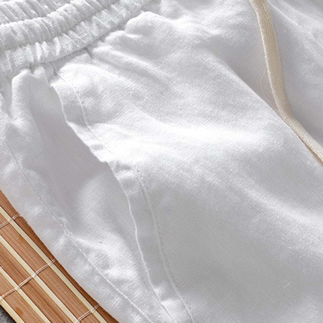 Women's White Linen Pants Slim Fit-6