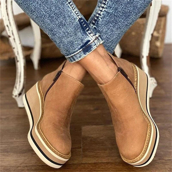 Women's Leather Low Ankle Boots-1