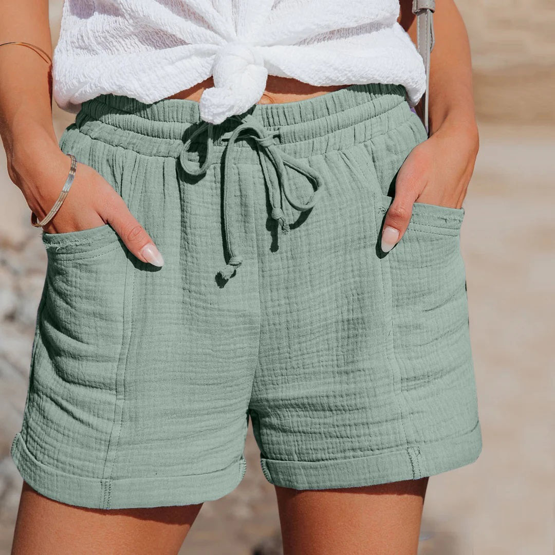 Women's Polyester Casual Shorts-4